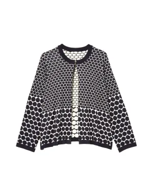 Lexi Long Sleeve Jacquard Cardigan with One Button | Navy / Ivory