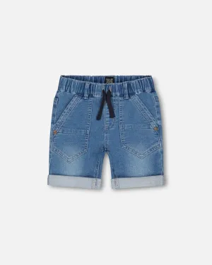 Light Blue Stretch Denim Short