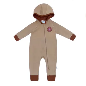 Light Sweat Hooded Zip Romper - Rust