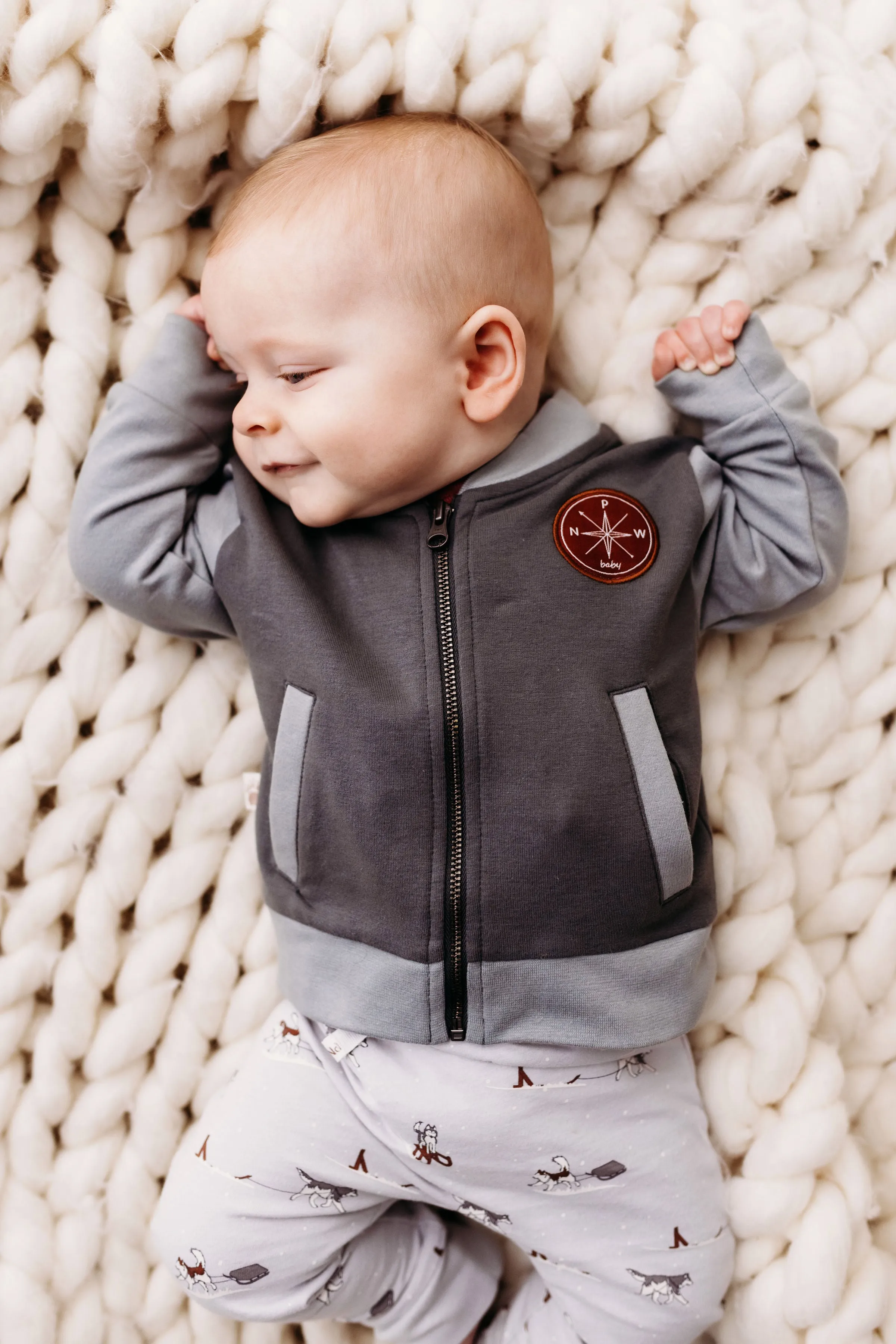Light Sweat Varsity Jacket - Slate