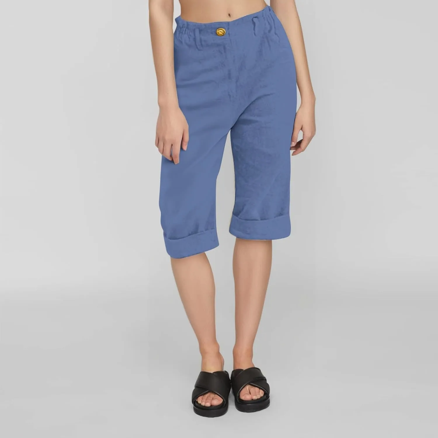 Linen Palazzo Pants for Women Relaxed Fit Straight Leg Trousers Summer Beach Travel Vacation 2025 Ladies Capris Pants
