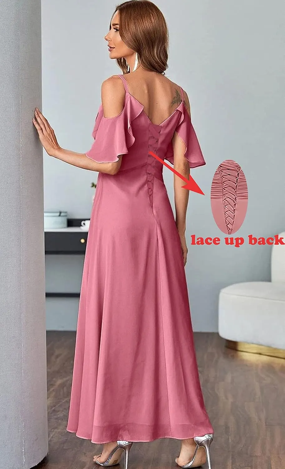 Long Chiffon Junior Bridesmaids Dresses for Women Wedding Party Dress Formal Military Ball Gown ABC095