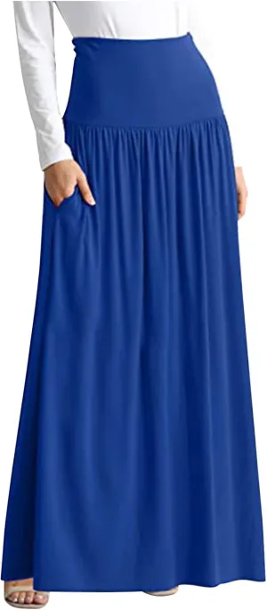 Long Skirt for Women Casual Maxi Skirt Plus Size Midi Skirt Flowy Swing Skirts High Waisted Lounge Skirt Ankle Length