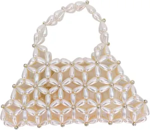 Luxury Pearl Purses Shoulder Bag for Women Pearl Bag Handmade Bags Women's Crossbody Beaded Clutch Evening Bag Wedding Party Bridal Party Gifts 48
