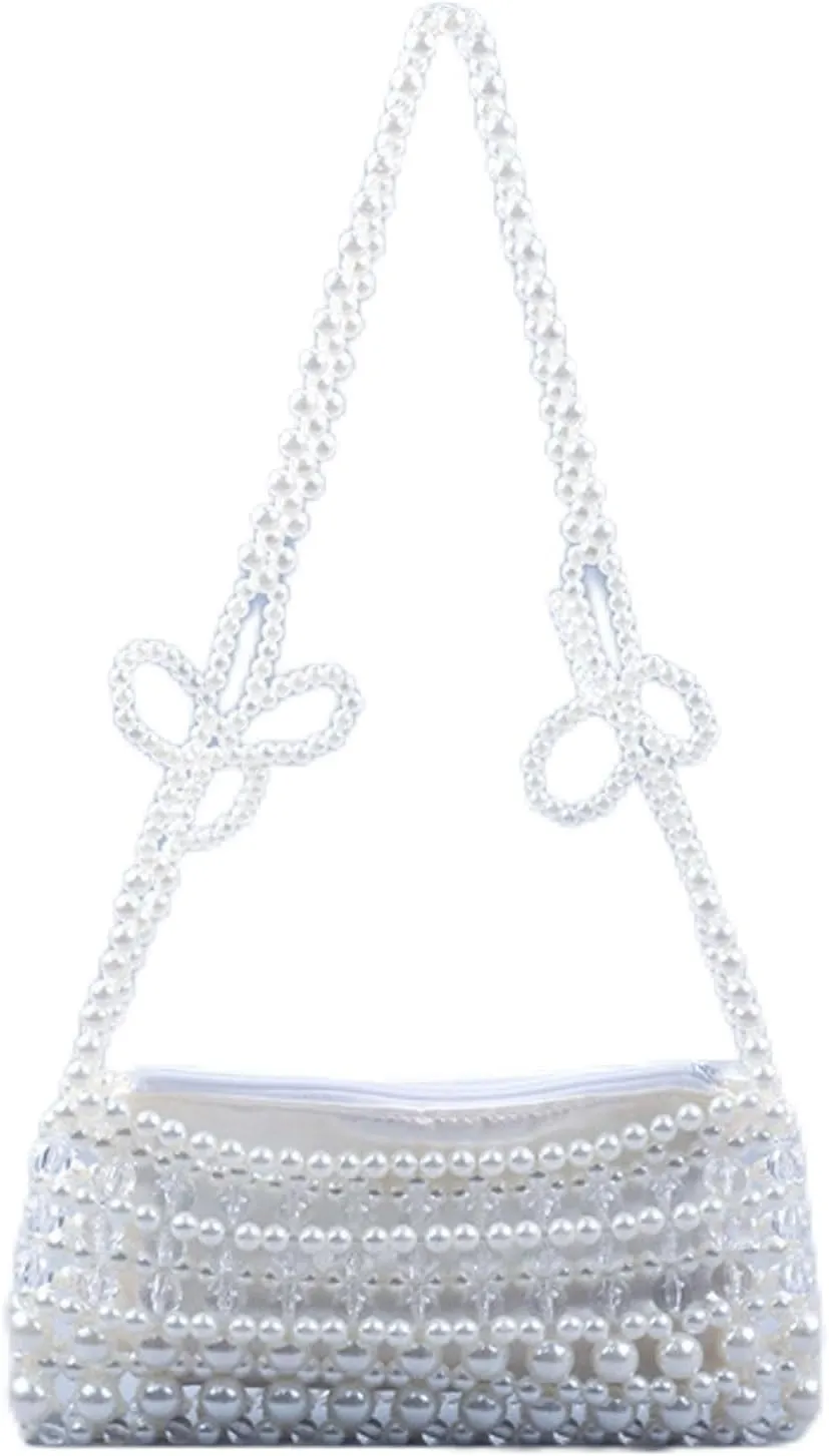Luxury Pearl Purses Shoulder Bag for Women Pearl Bag Handmade Bags Women's Crossbody Beaded Clutch Evening Bag Wedding Party Bridal Party Gifts 84
