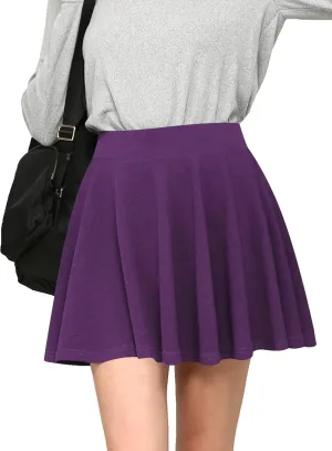 Made By Johnny Women's Casual Stretchy Flared Pleated Mini Skater Skirt with Shorts