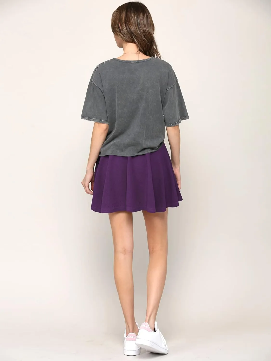 Made By Johnny Women's Casual Stretchy Flared Pleated Mini Skater Skirt with Shorts