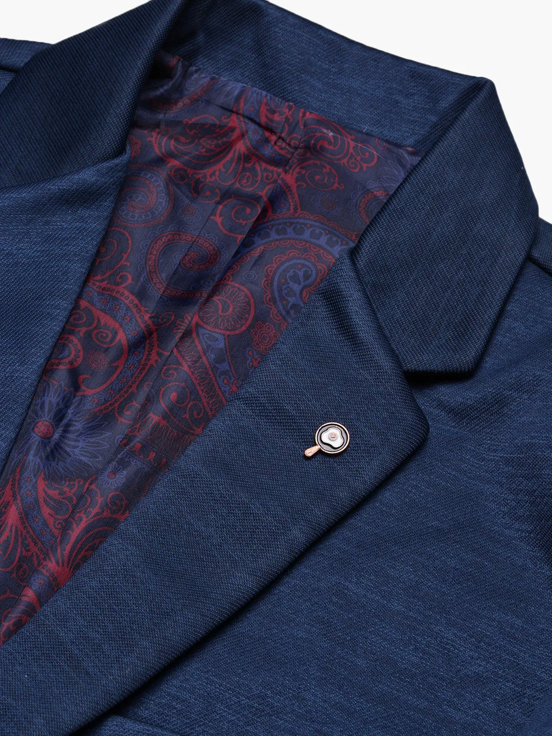 Men Teal Slim-Fit Single-Breasted Cotton Blazer
