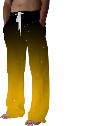 Mens Casual Linen Pants Summer Hawaiian Pants Vacation Trousers Drawstring Elastic Waist Relaxed Fit Pants Mens Pants