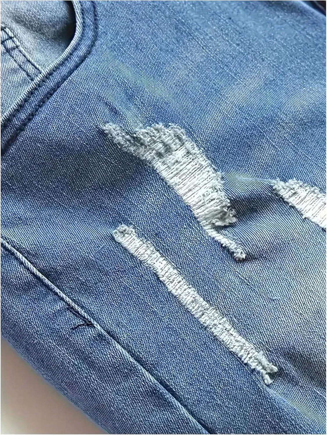 Men's Skinny Jeans High Waisted Ripped Stretch Distressed Denim Pants with Pockets