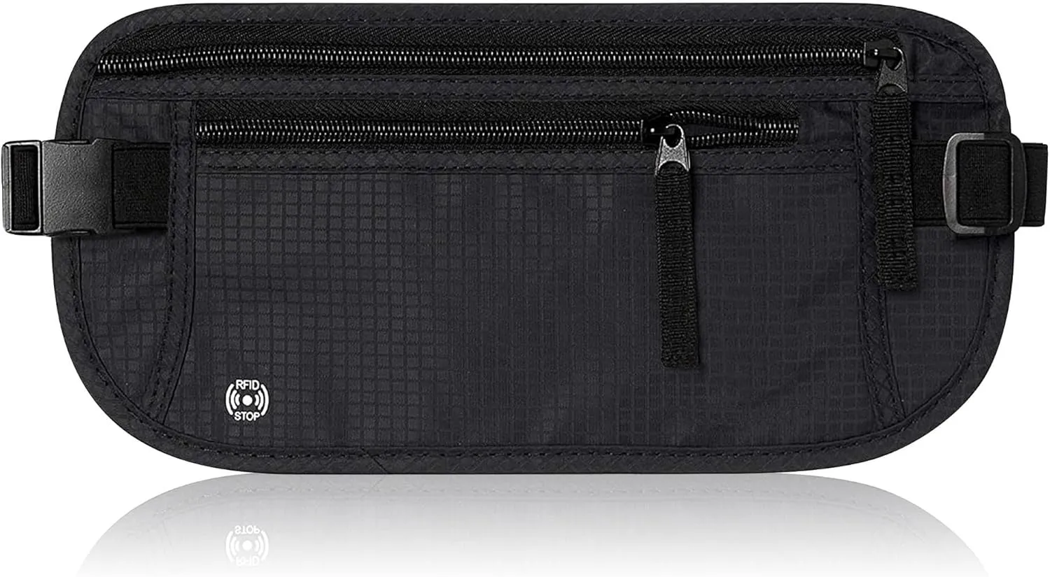 Men's Slim Fanny Pack Belt Bag | RFID Blocking Money Belt | Travel Waist Pouch for Security & Hidden Storage (Black)