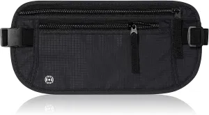 Men's Slim Fanny Pack Belt Bag | RFID Blocking Money Belt | Travel Waist Pouch for Security & Hidden Storage (Black)