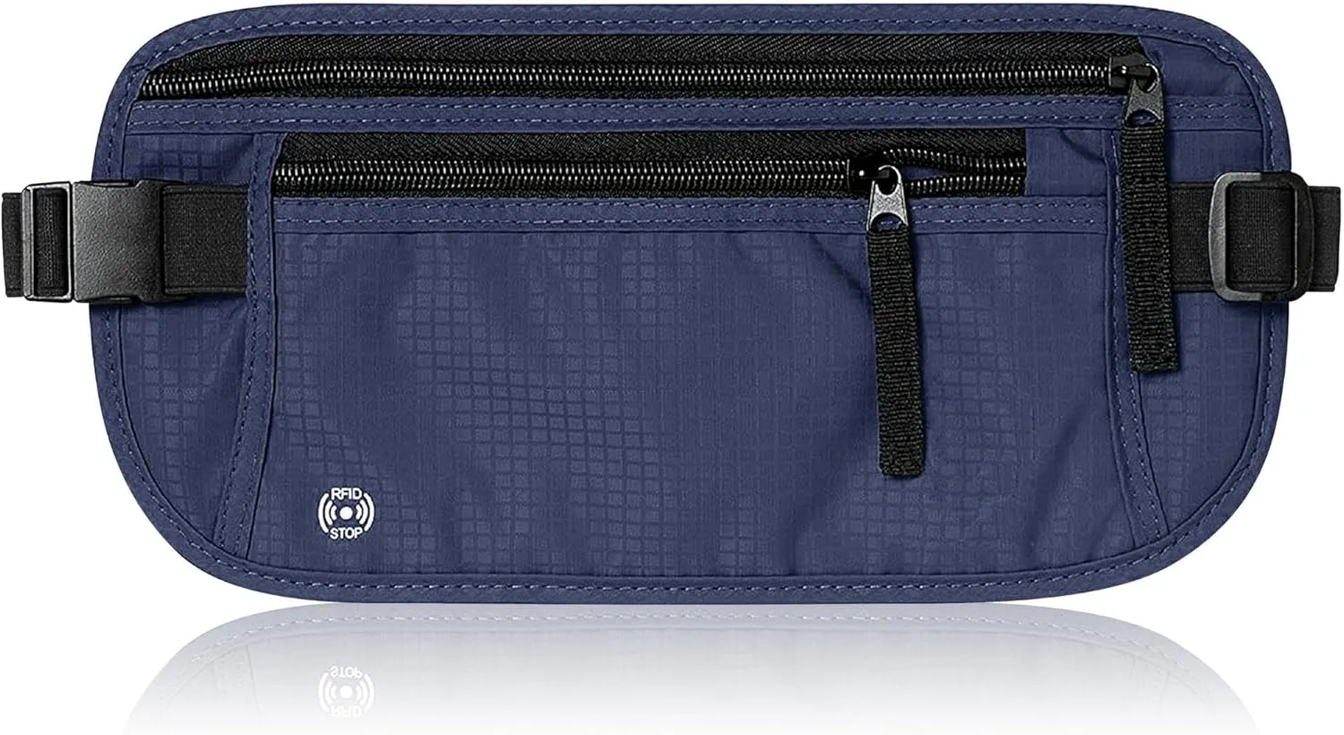 Men's Slim Fanny Pack Belt Bag | RFID Blocking Money Belt | Travel Waist Pouch for Security & Hidden Storage (Navy)