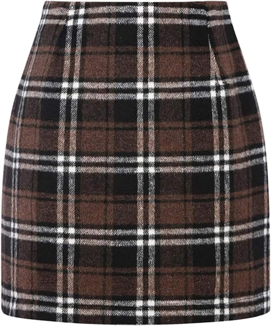 Mini Plaid Skirts for Women Trendy High Waisted Bodycon Wool Pencil Skirt Stretchy Wrap Skirt Lightweight Tweed Skirt