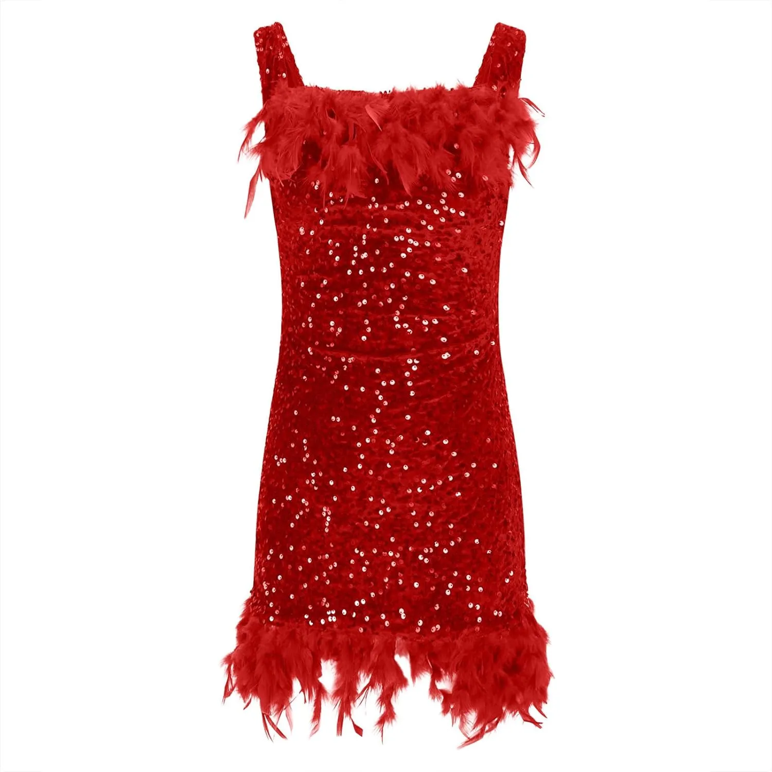 Oplxuo Sequins Feather Short Birthday Party Dresses for Women Off Shoulder Bodycon Dress Plus Size Cocktail Evening Gowns