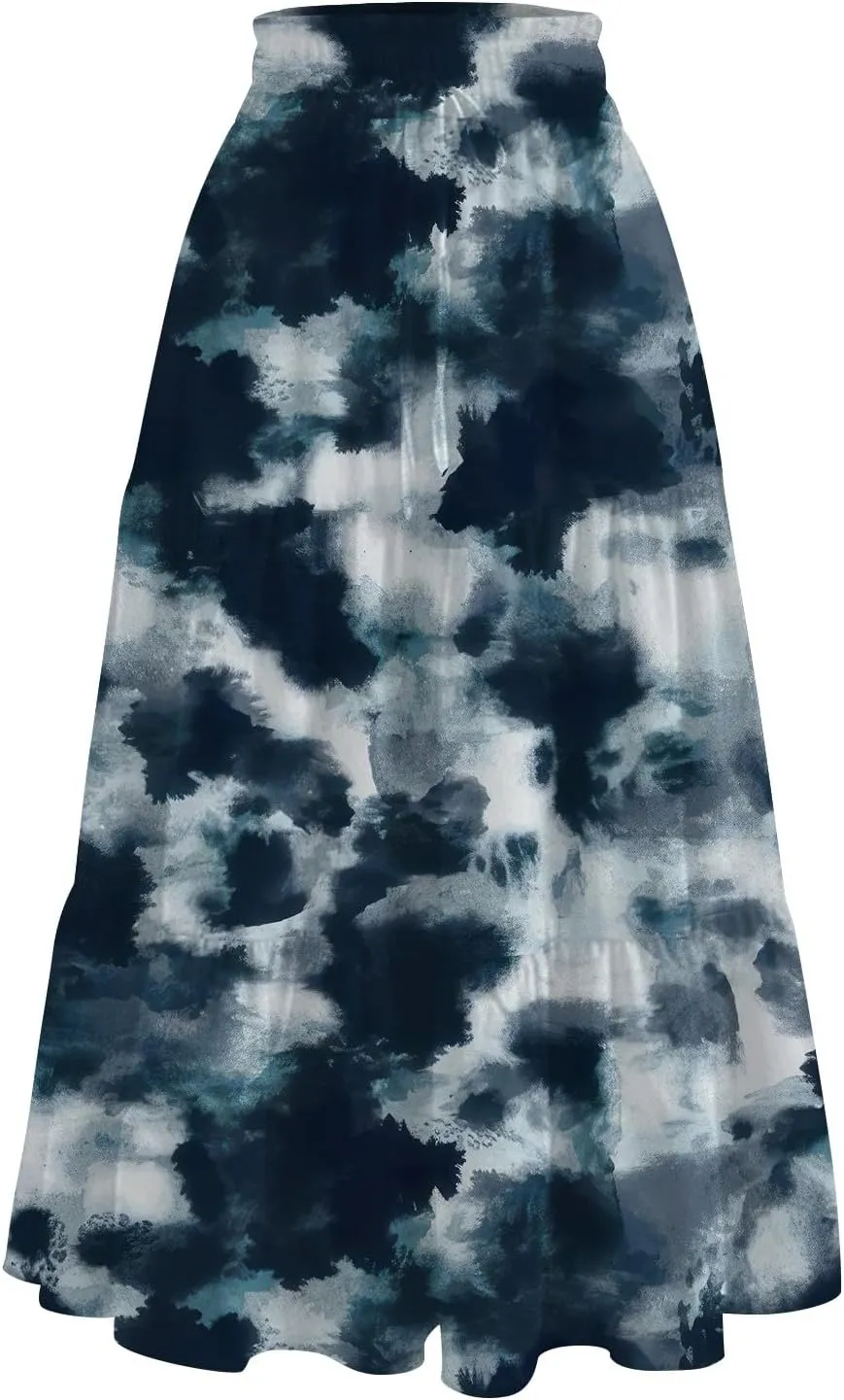Palaver Boho Midi Skirts for Women Summer Boho Smocked High Waisted Skirt Vacation A-Line Long Flowy Skirts with Pockets