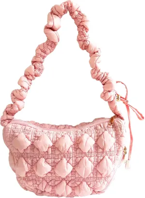 Quilted Small Bag,Adjustable Shoulder Strap Puffer Crescent Crossbody Bags Lightweight Hobo Handbag Puff Purse