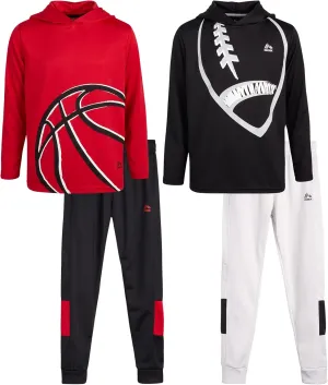 RBX Boys' Sweatsuit Set  4 Piece Thermal Sports Hoodie and Tricot Jogger Pants (8-12)