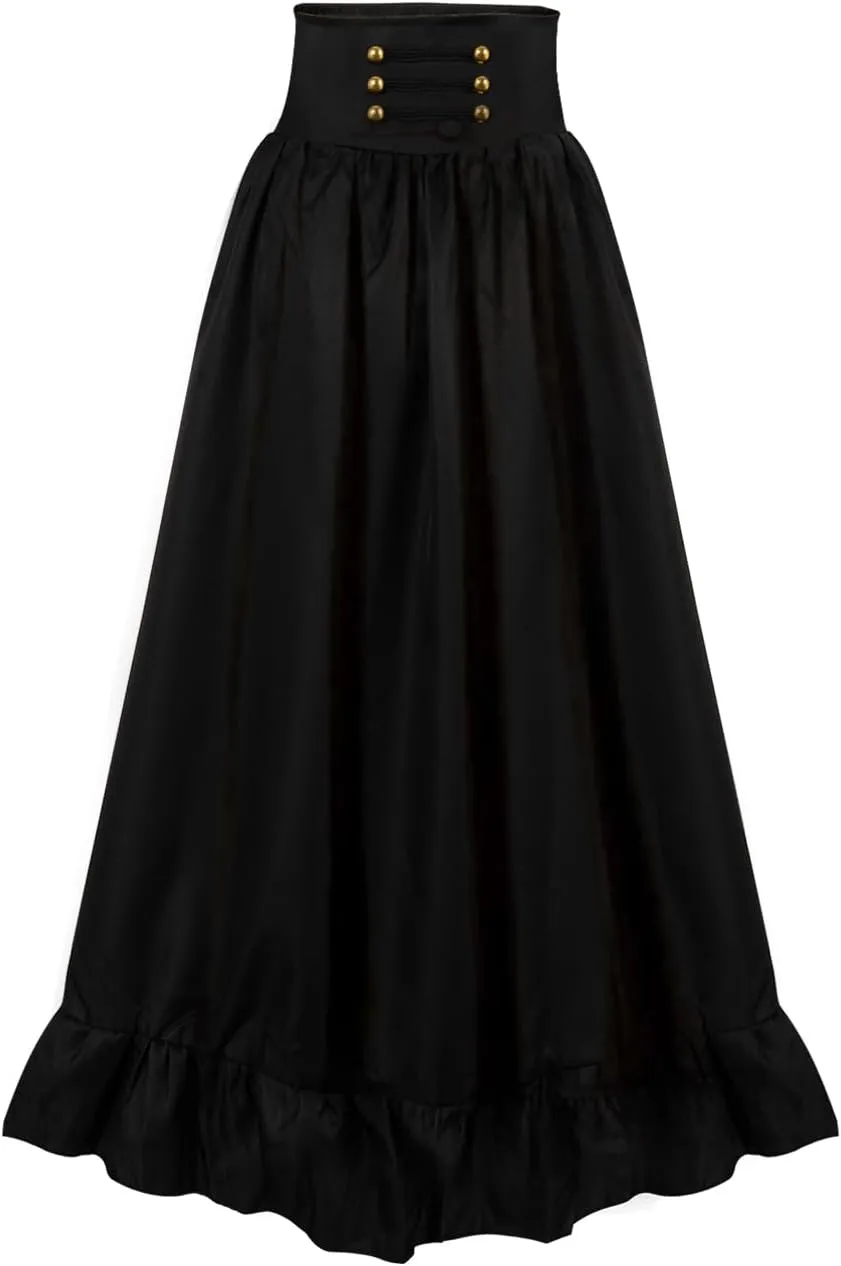 Renaissance Skirt for Women Pirate Viking Victorian Medieval Costume Maxi Long Ruffle Skirts Halloween Outfits