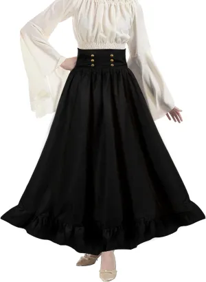 Renaissance Skirt for Women Pirate Viking Victorian Medieval Costume Maxi Long Ruffle Skirts Halloween Outfits