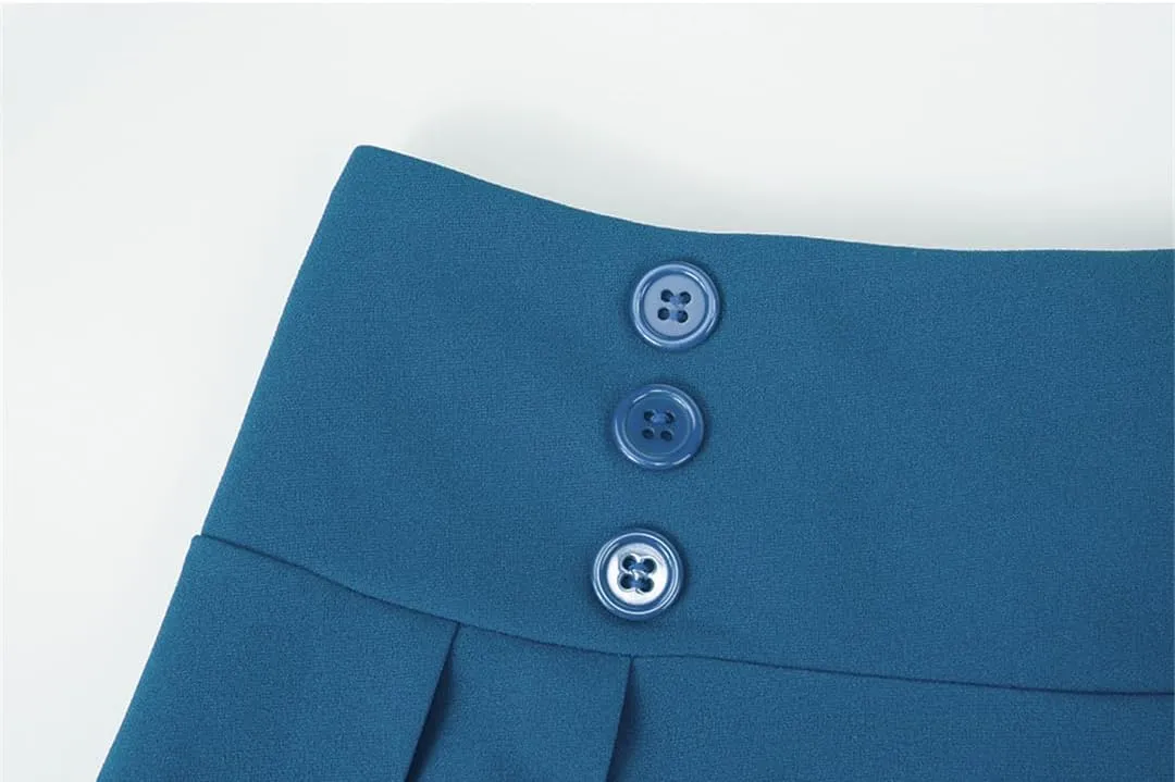 Rfmfkkg Women Elastic Waist Skirt Pleated Solid Color Flare Midi Skirts Office Work Skirt