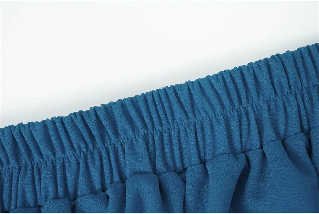Rfmfkkg Women Elastic Waist Skirt Pleated Solid Color Flare Midi Skirts Office Work Skirt