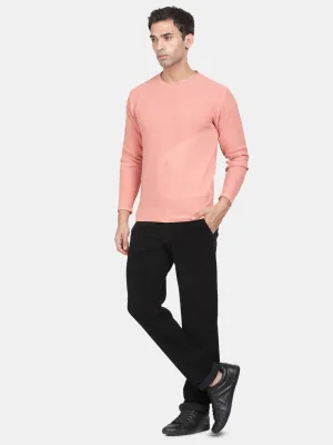 Round Neck Apricot Melange Full Sleeve Pullover