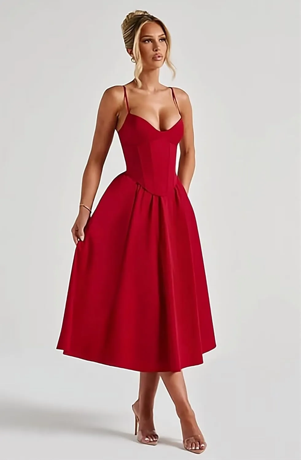 Satin Tea Length Formal Dresses for Women A-Line Backless Corset Prom Dress Cocktail Gowns