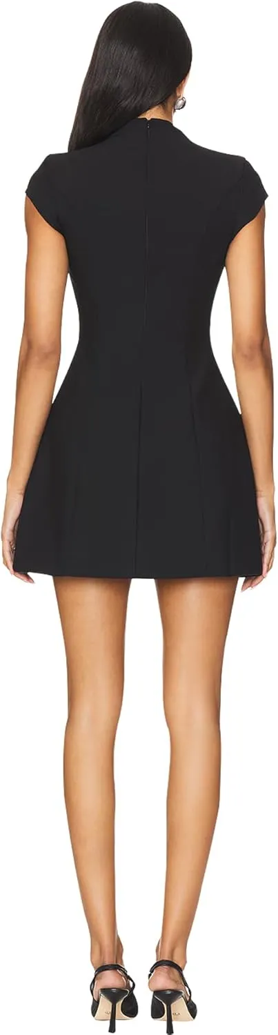 SHESEEWORLD Women's A-Line Cap Sleeve Bodycon Mini Dress Round Neck Back Zipper Cocktail Party Dresses with Pockets