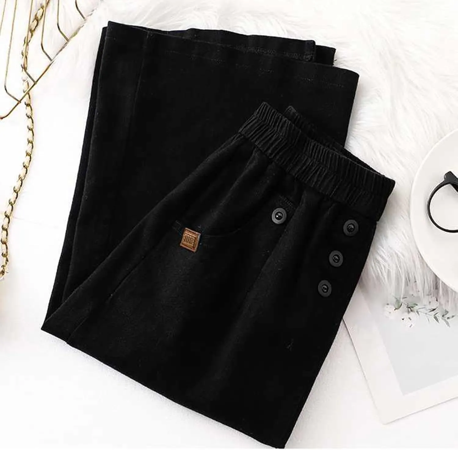 Skirts for Women 2024 Fall Casual Loose High Waisted Mid Length Skirt Baggy Pleated Button Midi Skirt with Pockets