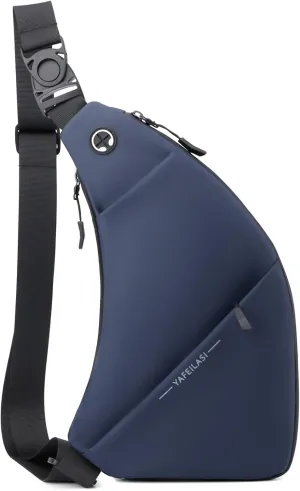 Sling Bag Anti-theft Crossbody Personal Pocket Bag Lightweight Shoulder Chest Backpack Fanny Pack for Travel Hiking (Dark Blue)
