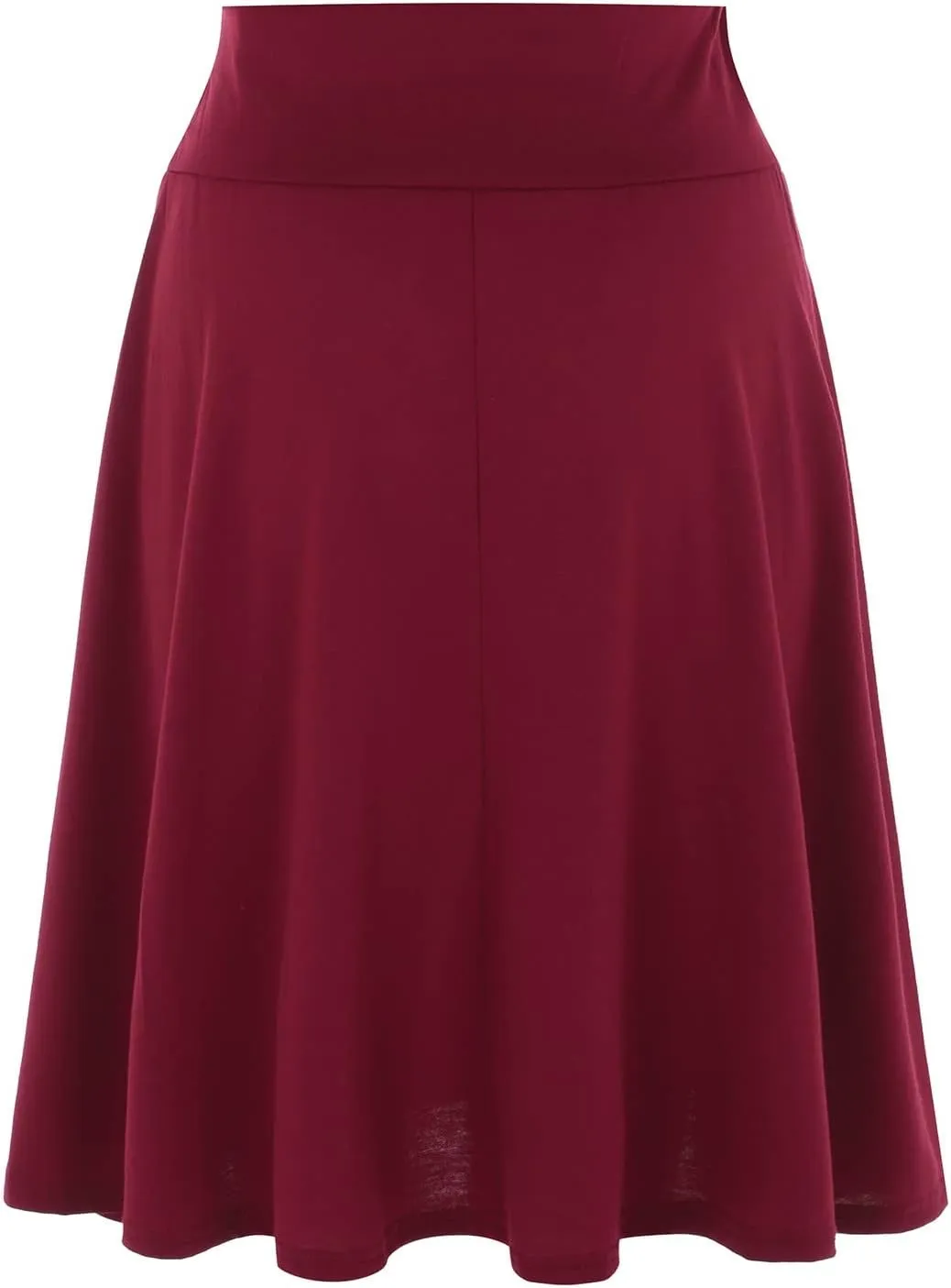 Solid Color Skirts for Women High Waisted Elastic Waist Midi Length Casual Skirt with Flowy Silhouette and Lightweight Fabric