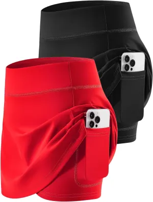 Star Vibe 2-Pack Tennis Skirt for Women with Shorts Workout Athletic Golf Skorts with Pockets Lightweight Gym Skort