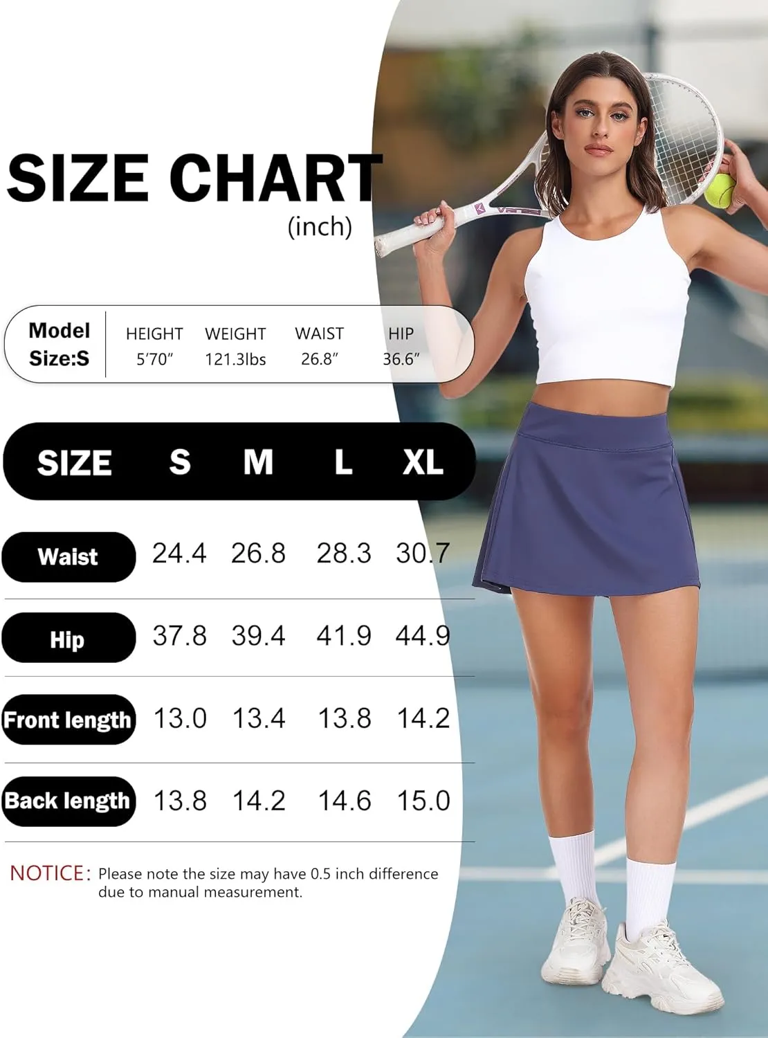 Star Vibe 2-Pack Tennis Skirt for Women with Shorts Workout Athletic Golf Skorts with Pockets Lightweight Gym Skort