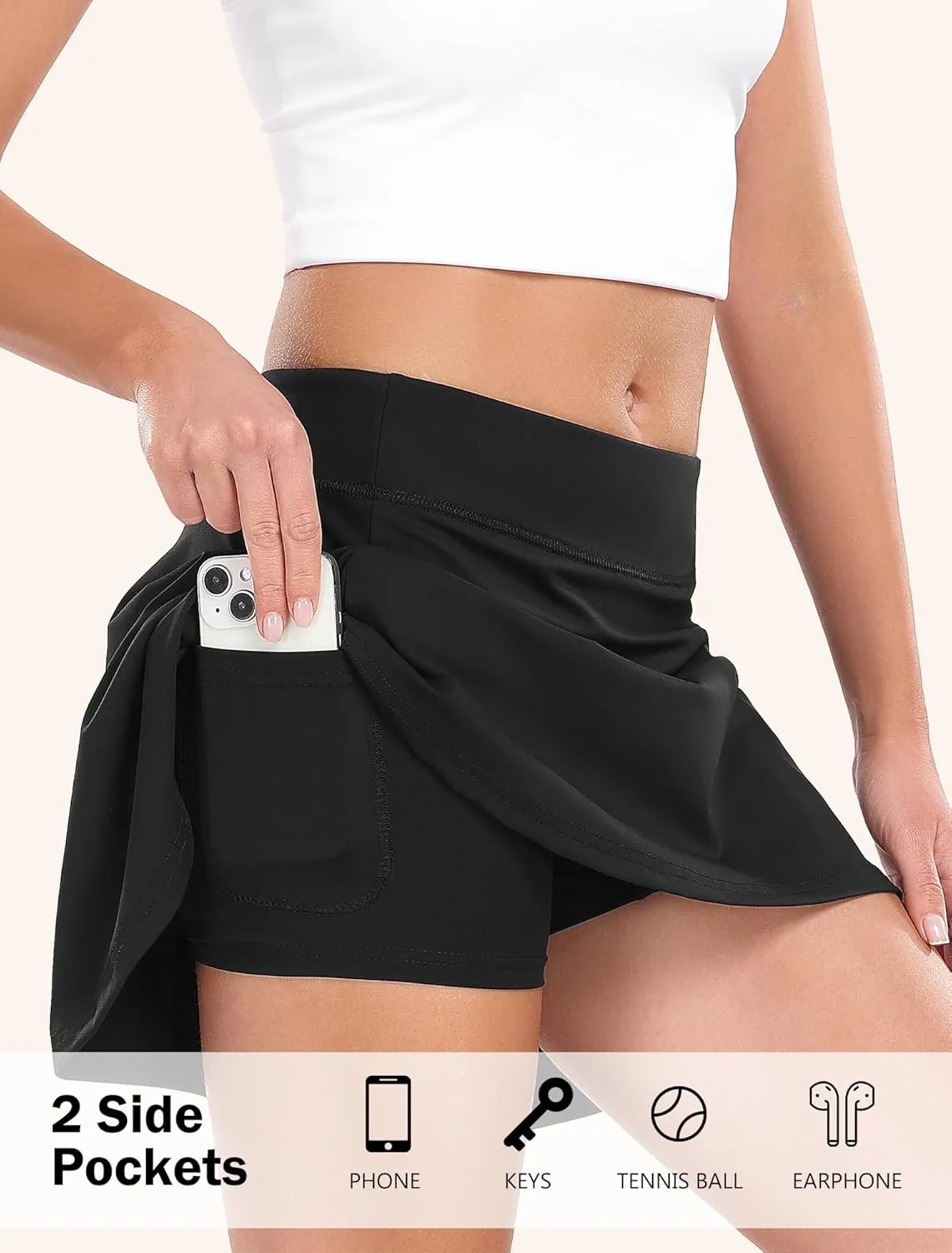 Star Vibe 2-Pack Tennis Skirt for Women with Shorts Workout Athletic Golf Skorts with Pockets Lightweight Gym Skort