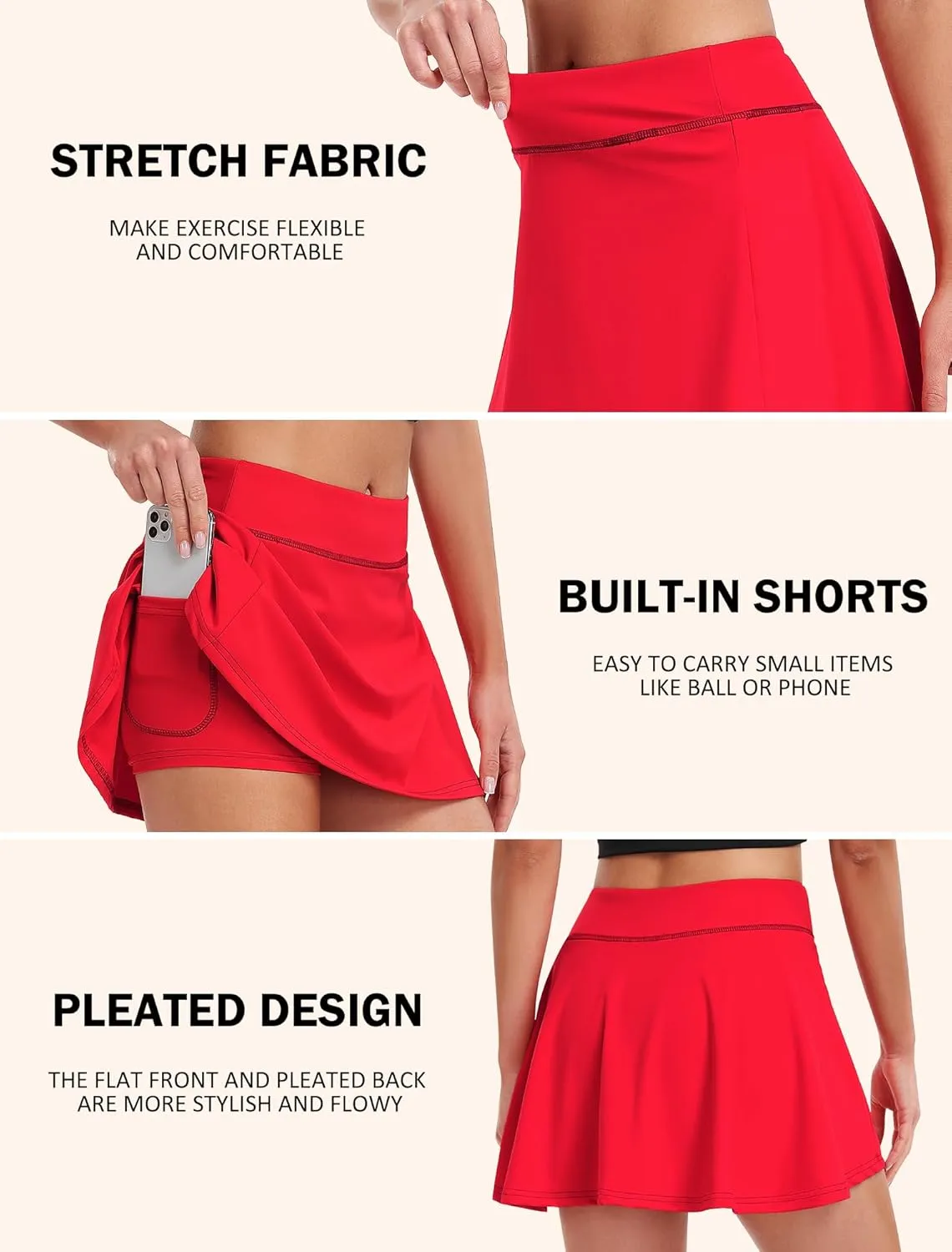 Star Vibe 2-Pack Tennis Skirt for Women with Shorts Workout Athletic Golf Skorts with Pockets Lightweight Gym Skort