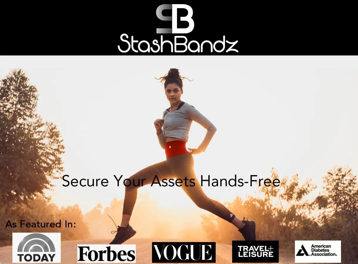 StashBandz Running Belt for Women & Men  Money Belt with 4 Large Secure Pockets (1 Zippered) | Fanny Pack & Phone Holder for Running, Travel, Hiking, and Workouts