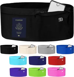 StashBandz Running Belt for Women & Men  Money Belt with 4 Large Secure Pockets (1 Zippered) | Fanny Pack & Phone Holder for Running, Travel, Hiking, and Workouts