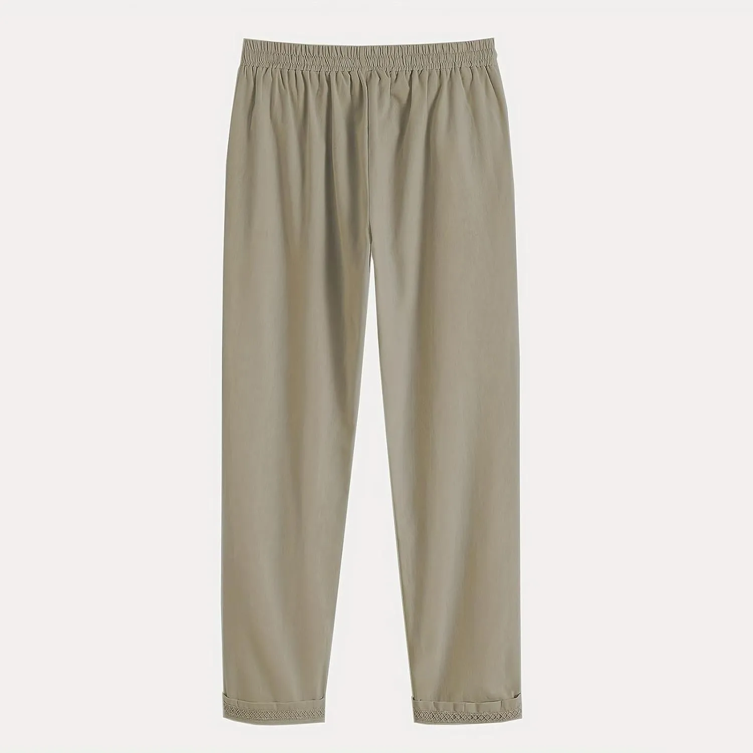 TANGNADE Women's Summer Casual Linen Pants Elastic Waist Relaxed Fit Drawstring Leg Crop Pants Beach Trousers with Pockets