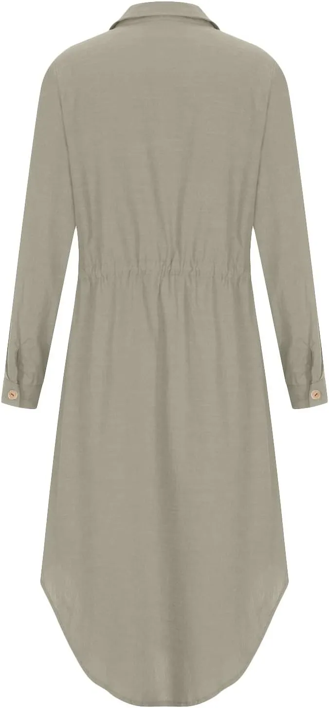 TARIENDY Maxi Dress for Women,Women's Button Down Vacation Outfits Long Sleeve Dresses Plus Size Summer Shirt Sundresses