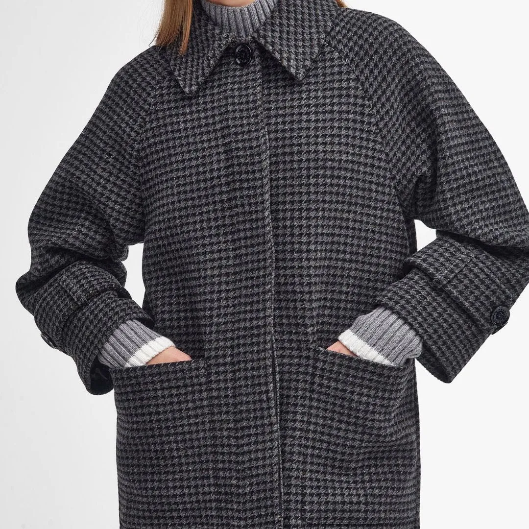 Veronica Wool Car Coat (Charcoal Dogtooth)