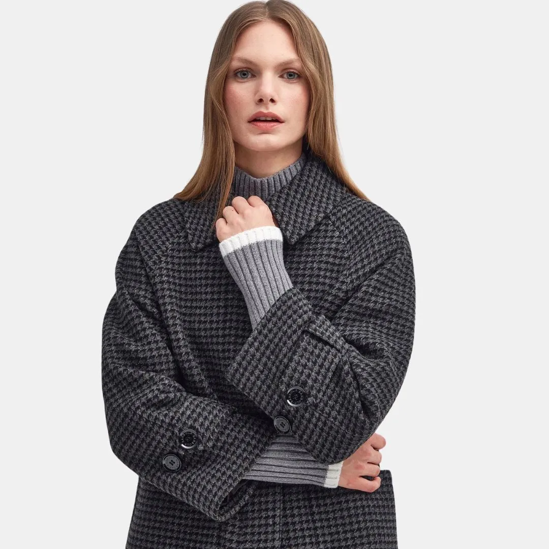 Veronica Wool Car Coat (Charcoal Dogtooth)
