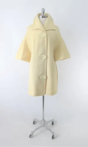 Vintage 60's Cream Big Button Bell Sleeve Mod Coat / Jacket M