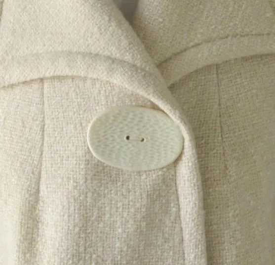 Vintage 60's Cream Big Button Bell Sleeve Mod Coat / Jacket M