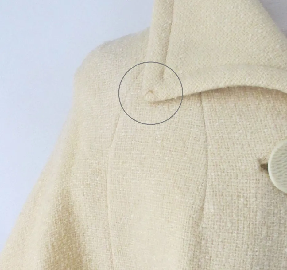 Vintage 60's Cream Big Button Bell Sleeve Mod Coat / Jacket M