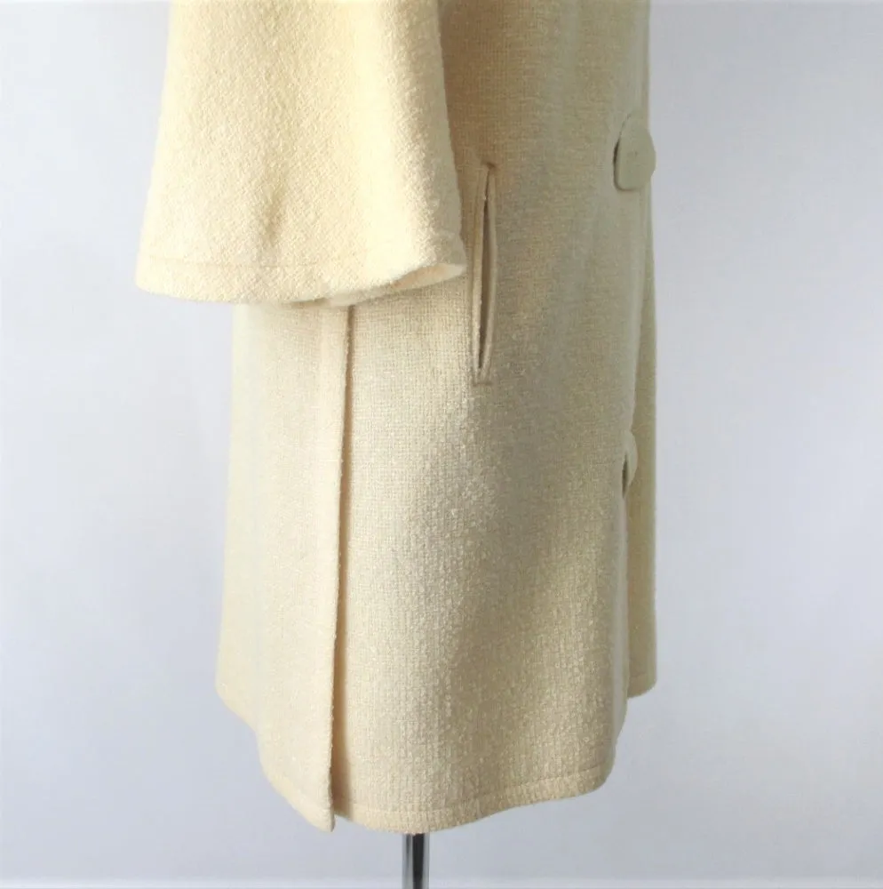 Vintage 60's Cream Big Button Bell Sleeve Mod Coat / Jacket M