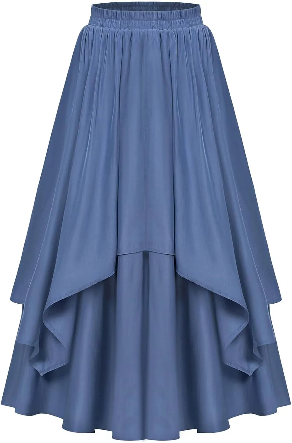 Vintage Renaissance Skirts for Women Double Layered Tiered Long Skirt High Waisted Asymmetrical Ruffle A Line Skirt