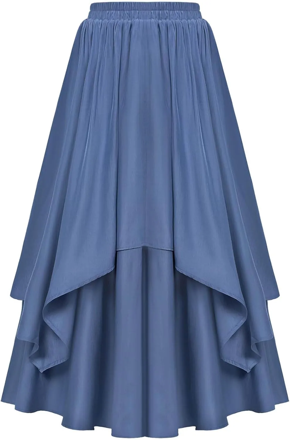 Vintage Renaissance Skirts for Women Double Layered Tiered Long Skirt High Waisted Asymmetrical Ruffle A Line Skirt