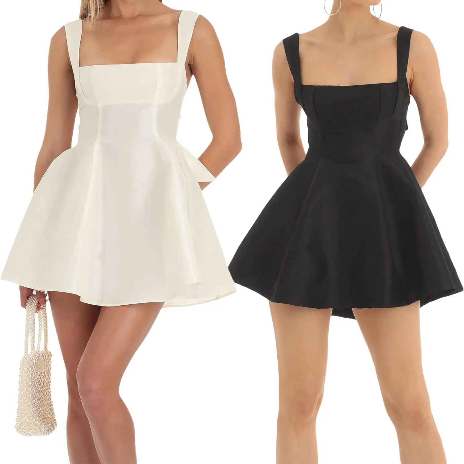 Women Backless Bow Knot Tie Back Satin Mini Dress Spaghetti Strap Flowy Short Dresses Party Graduation Dress