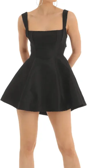 Women Backless Bow Knot Tie Back Satin Mini Dress Spaghetti Strap Flowy Short Dresses Party Graduation Dress